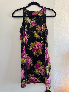 Vintage Betsey Johnson Roses Racerback Silk Mini Dress